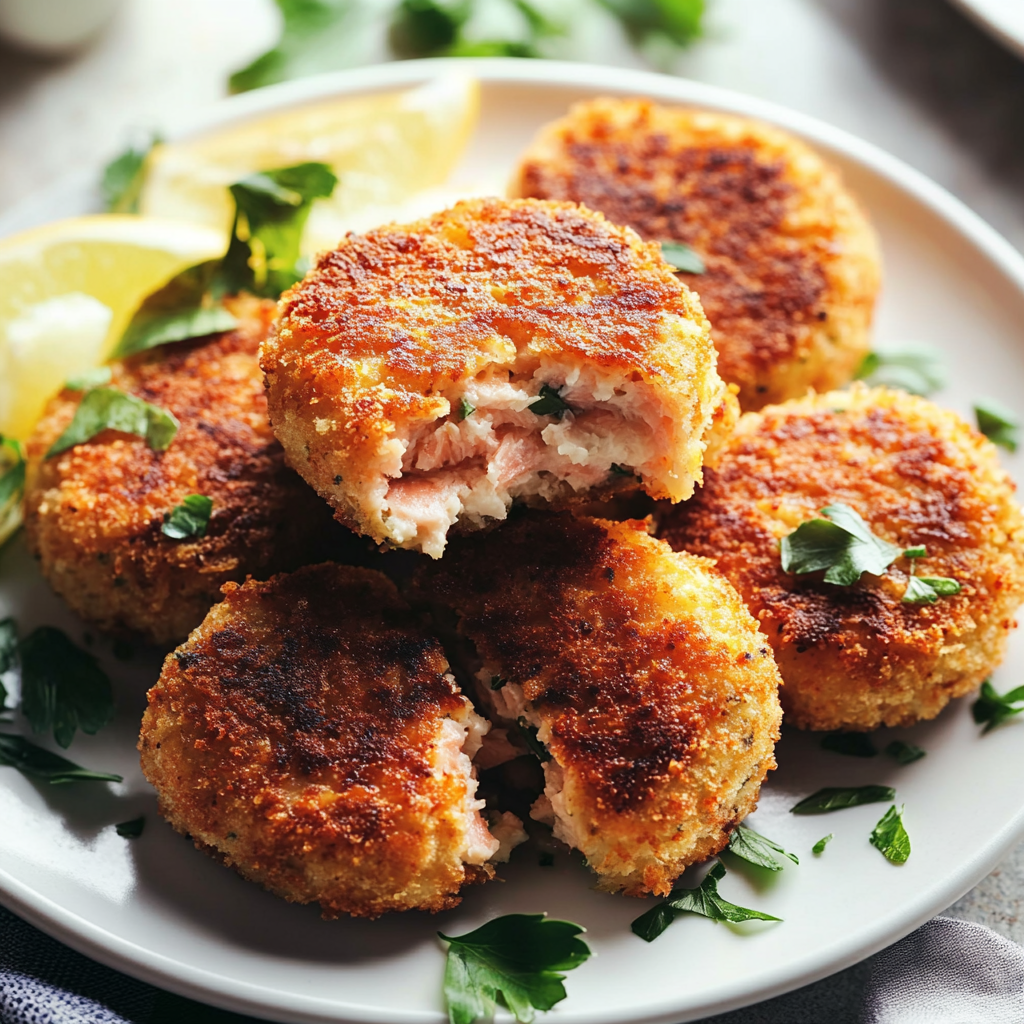 Salmon Croquettes on a Plate