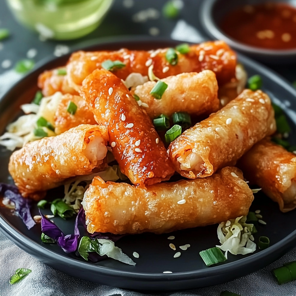 Recipe preparation for Crispy Shrimp And Cabbage Egg Rolls