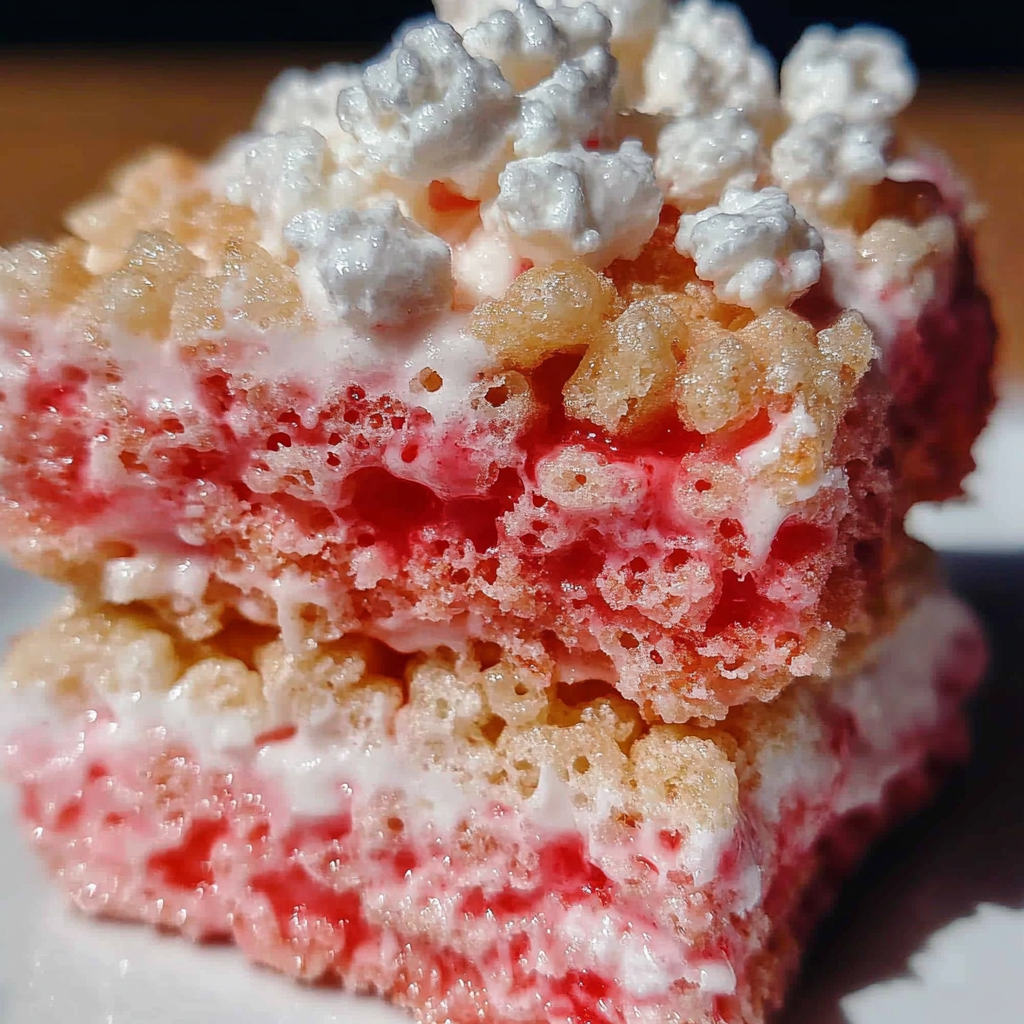 Recipe preparation for Strawberry Crunch Rice Krispie Treats