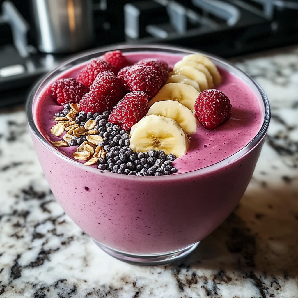 Recipe preparation for Raspberry Greek Yogurt Smoothie