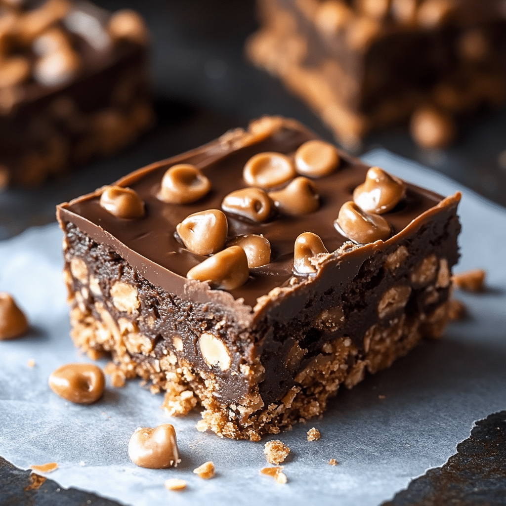 Recipe preparation for Healthy No-Bake Chocolate Peanut Butter Crunch Bars
