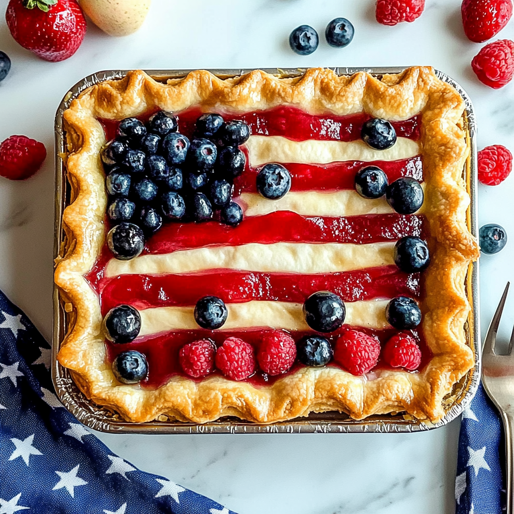Recipe preparation for Berry Flag Pie