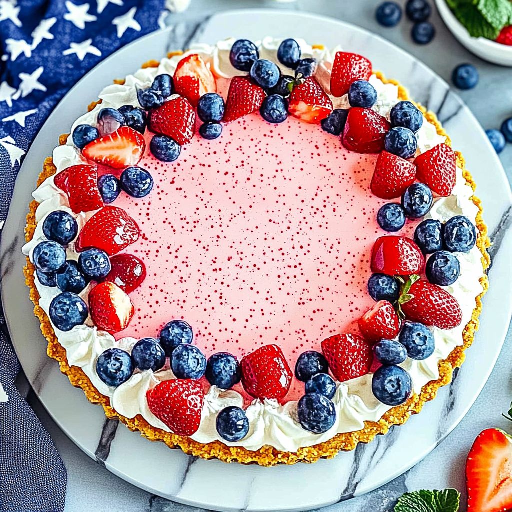 Recipe preparation for No-Bake 4th of July Jello Cream Pie