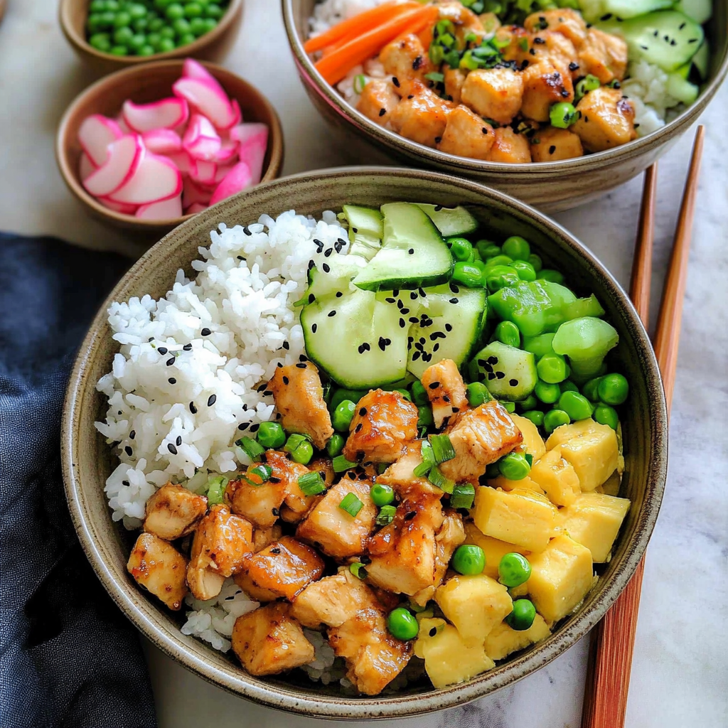Recipe preparation for Chicken Poke Bowl