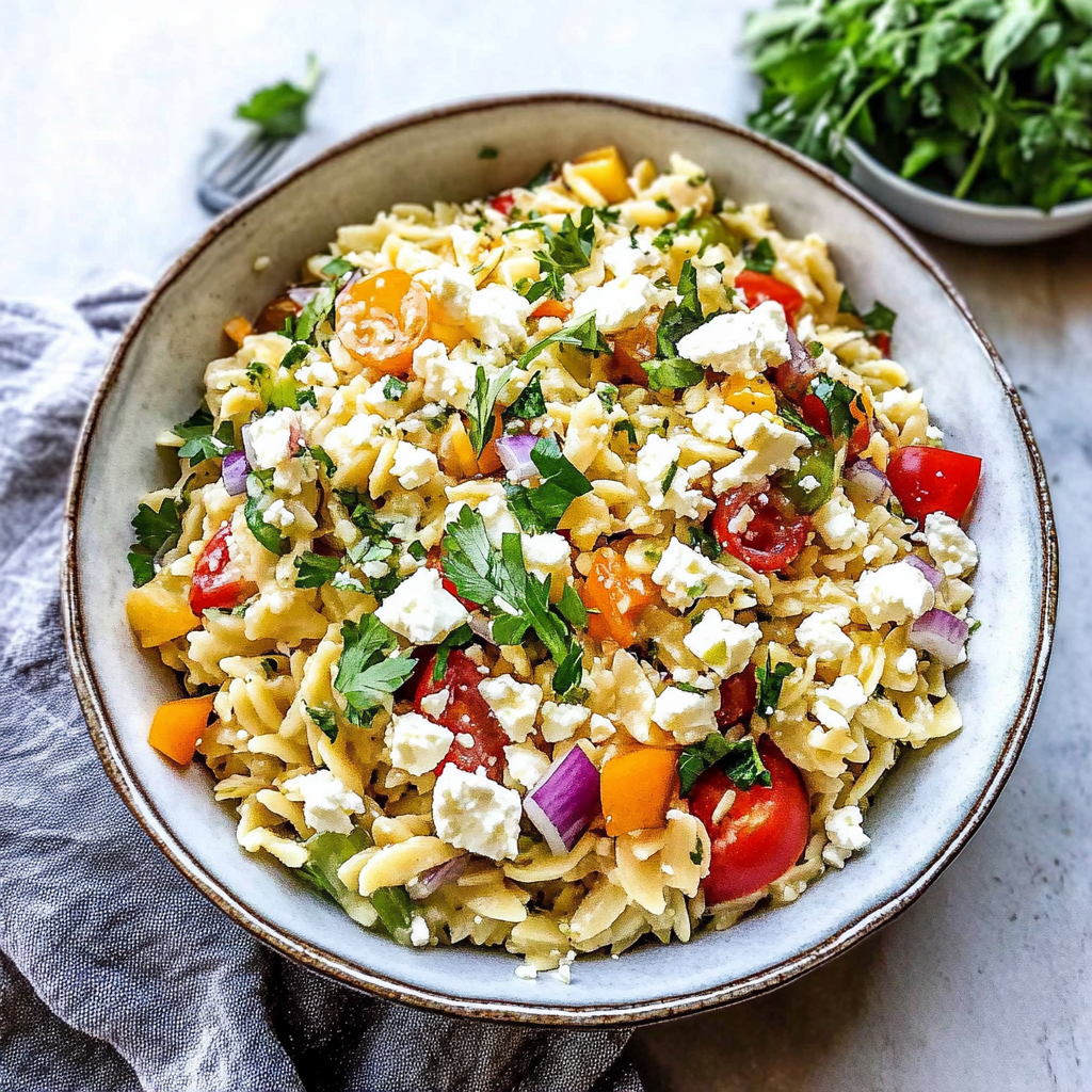 Recipe preparation for Lemon Honey Orzo With Feta
