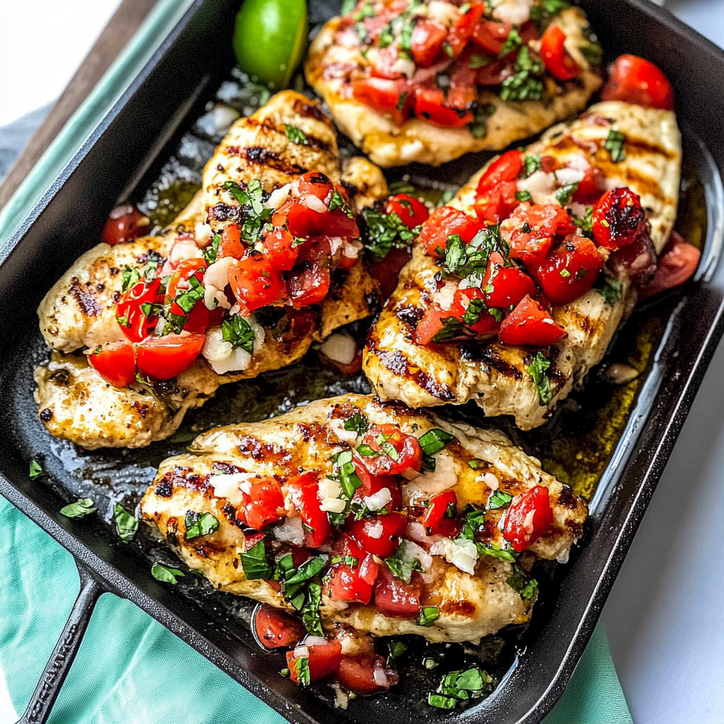Recipe preparation for Easy Grilled Caprese Chicken