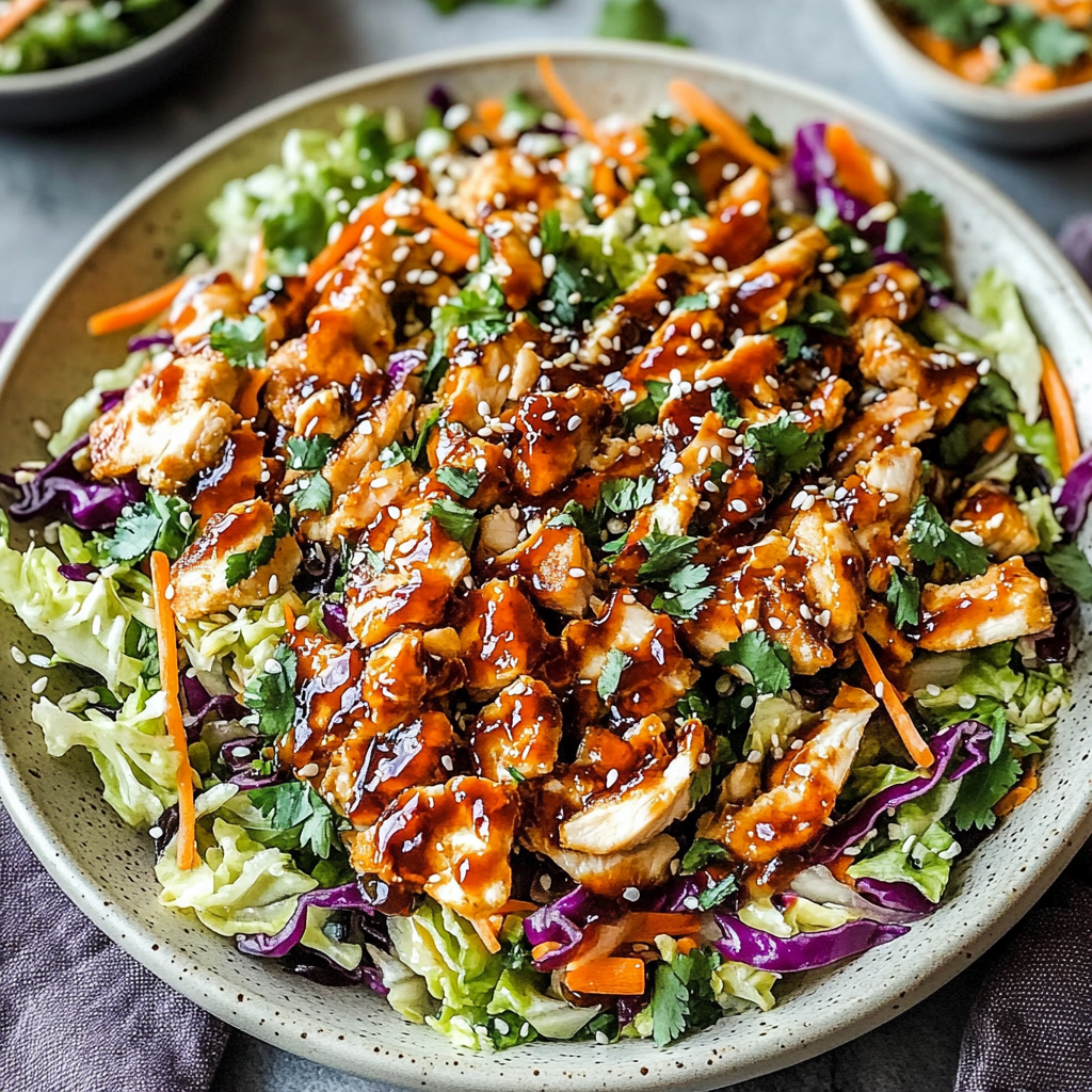 Recipe preparation for Sesame Chicken Cabbage Crunch Salad