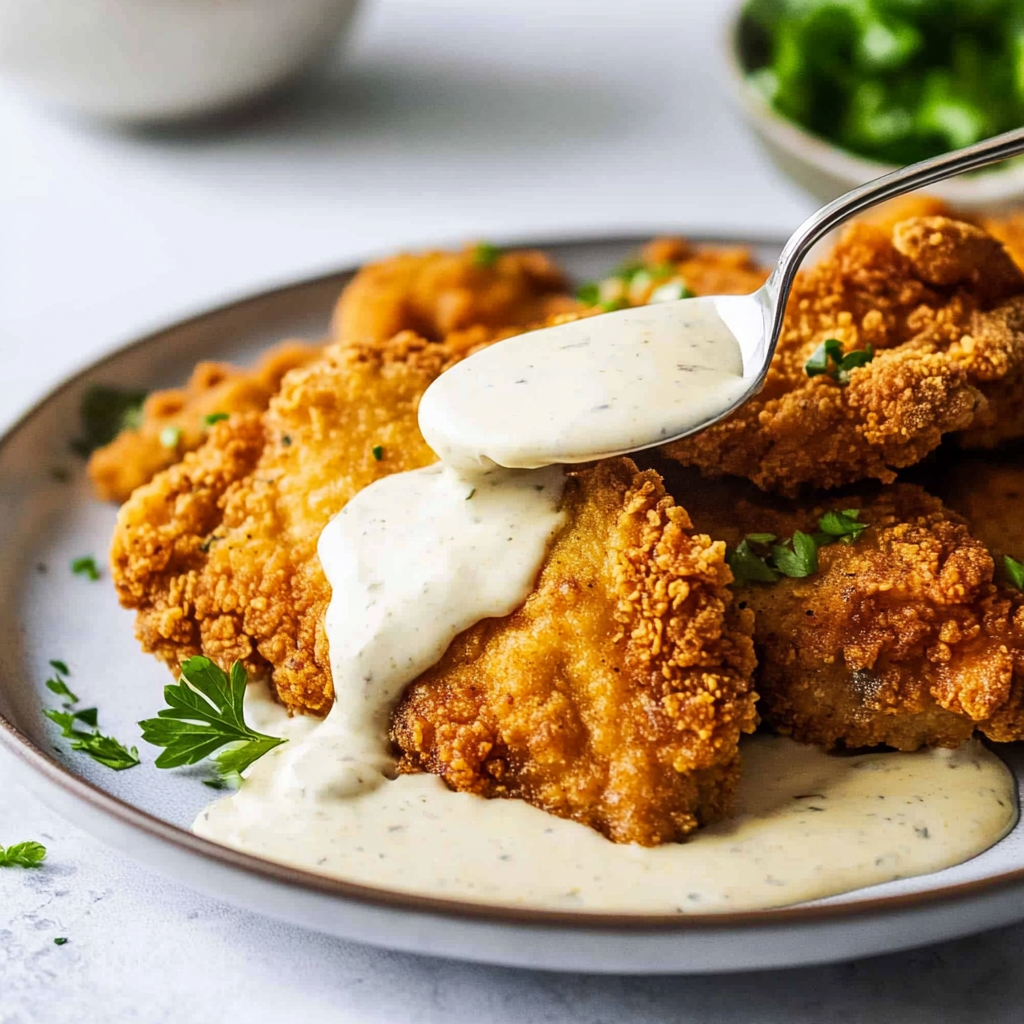 Recipe preparation for Country Fried Chicken with Creamy Gravy