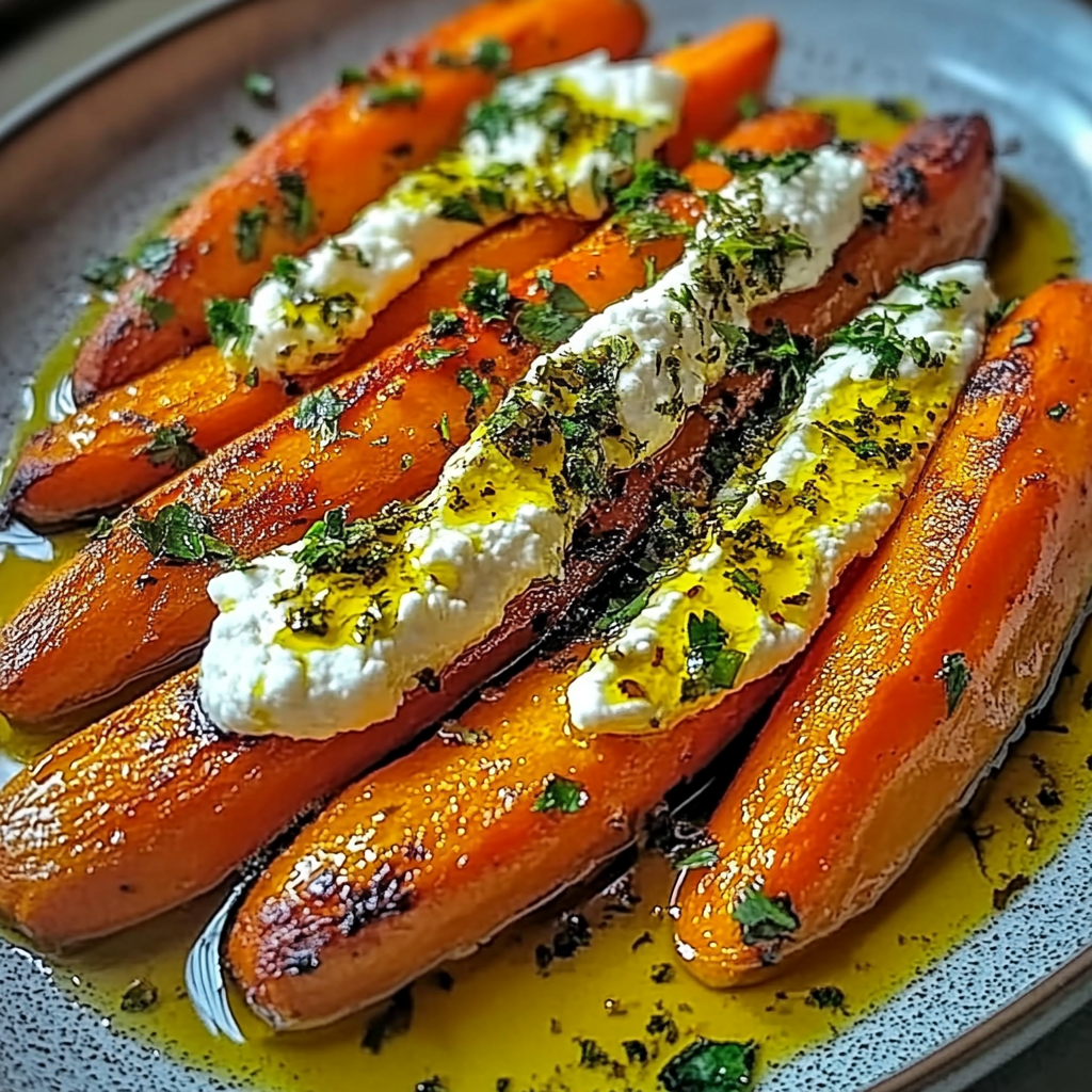 Recipe preparation for Roasted Carrots with Whipped Ricotta