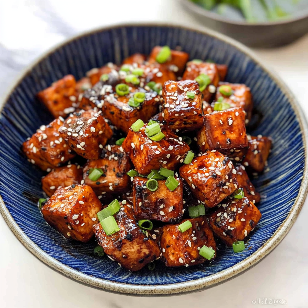 Recipe preparation for Crispy Soy Garlic Tofu