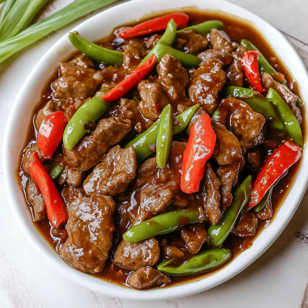 Recipe preparation for Beef with Black Bean Sauce