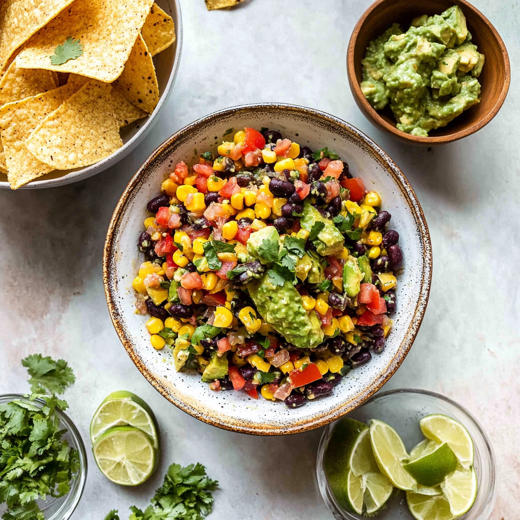 Recipe preparation for Corn, Black Bean & Avocado Salsa