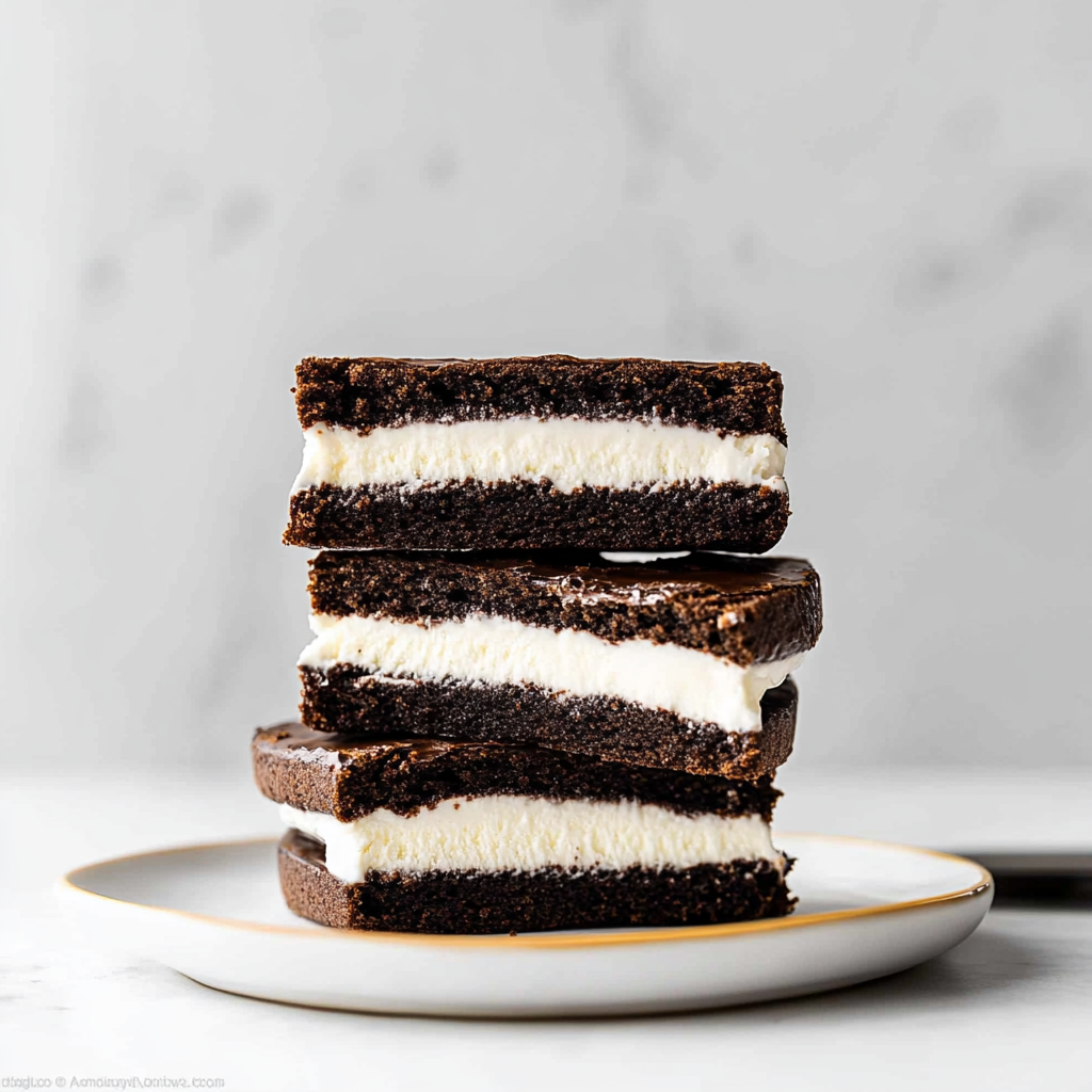 Recipe preparation for Brownie Ice Cream Sandwiches