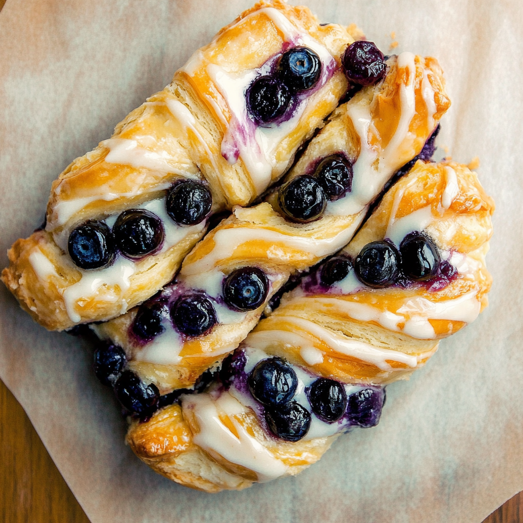 Recipe preparation for Blueberry Cream Cheese Pastry Braid