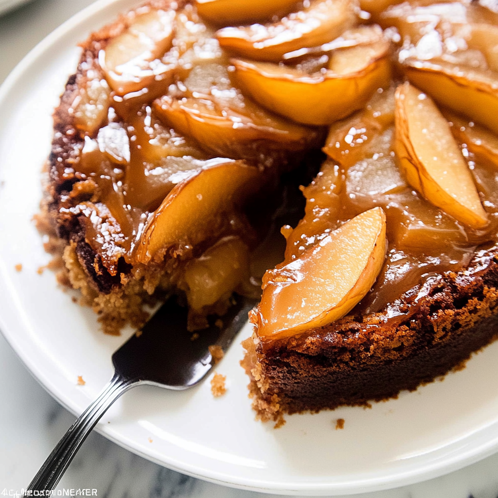 Recipe preparation for Caramel Apple Upside Down Cake