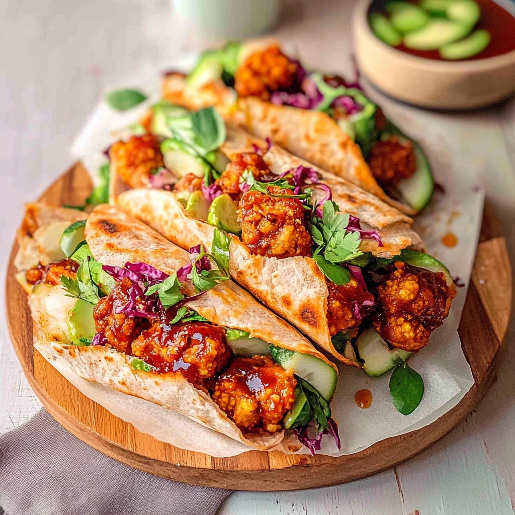 Recipe preparation for Maple BBQ Cauliflower Wraps
