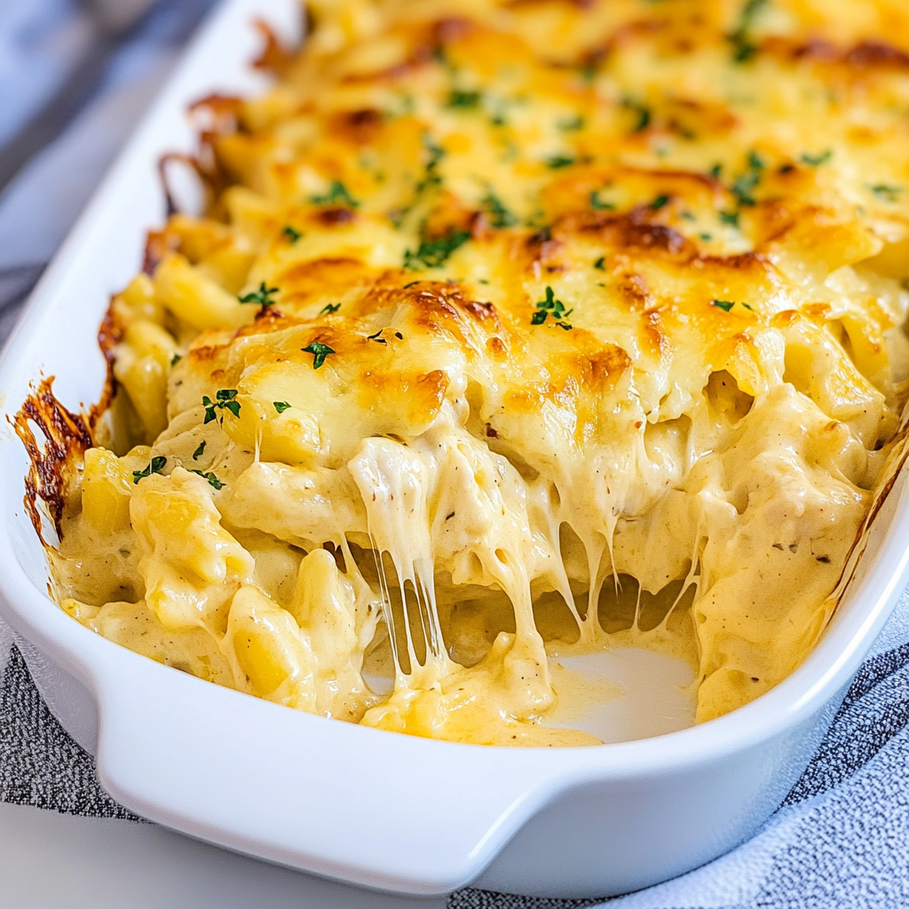 Recipe preparation for Chicken Alfredo Bake Recipe