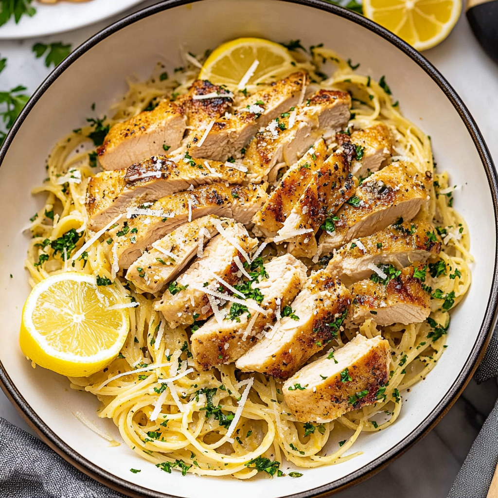 Recipe preparation for Lemon Chicken Pasta Recipe