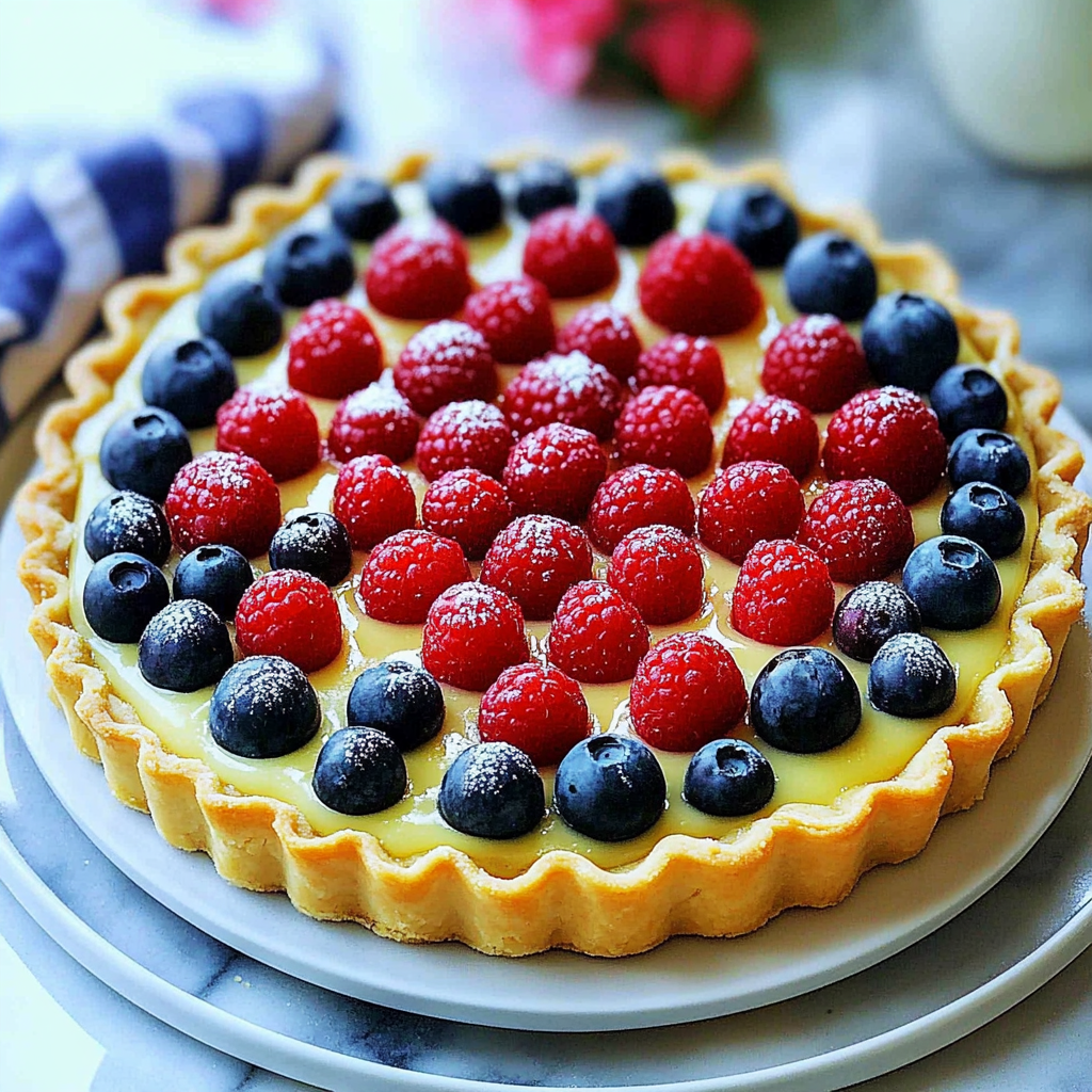 Recipe preparation for 4th of July Fruit Tart