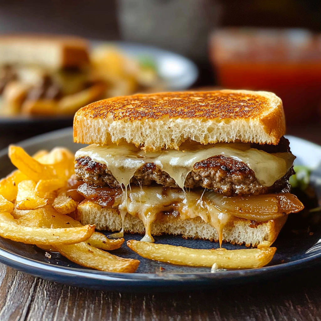 Recipe preparation for French Onion Patty Melt