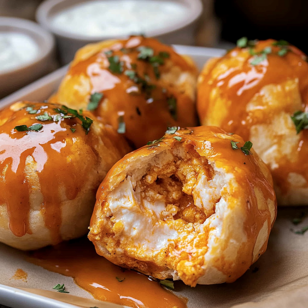 Recipe preparation for Buffalo Chicken Bombs