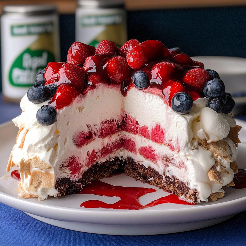 Recipe preparation for Angel Food Ice Cream Cake
