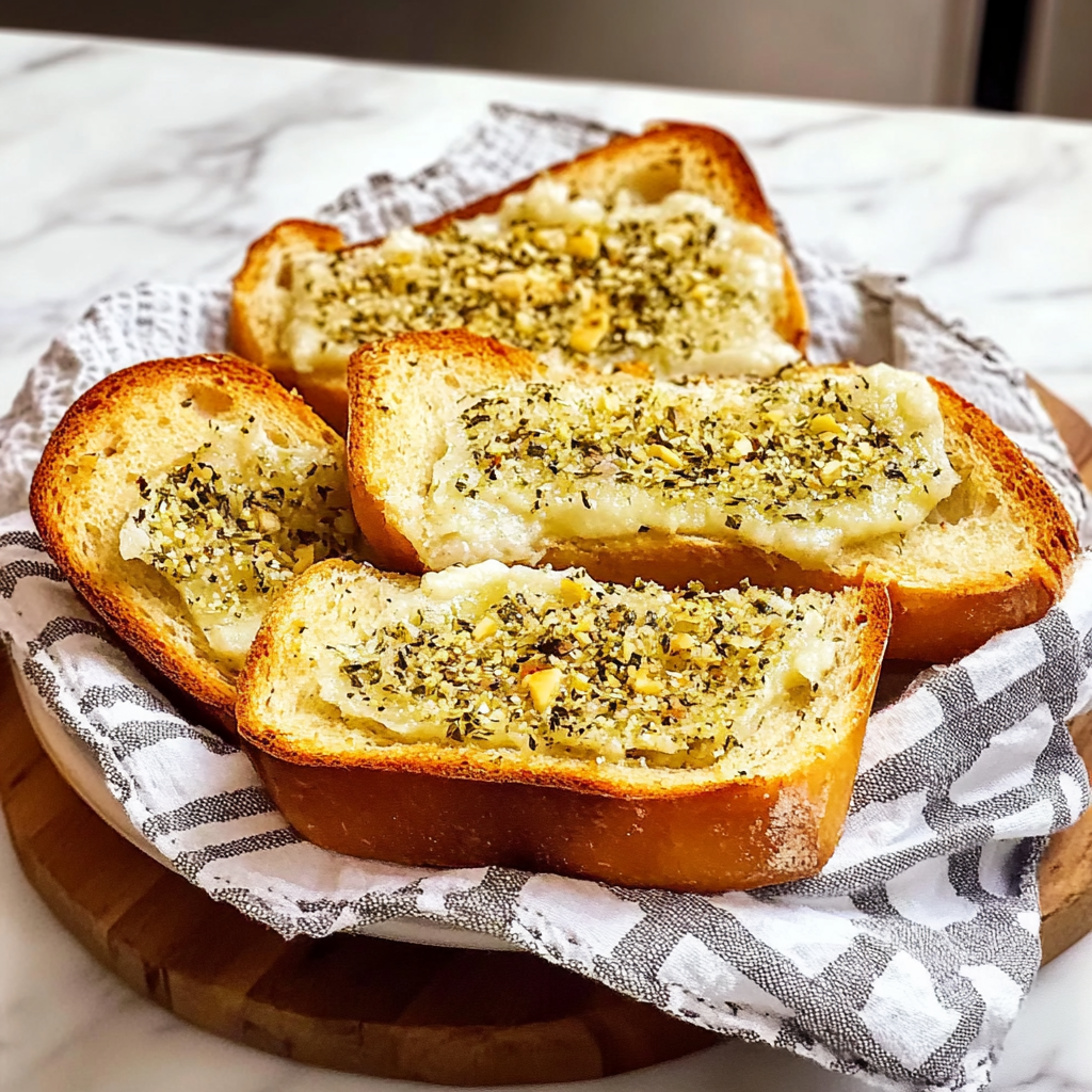 Recipe preparation for garlic bread