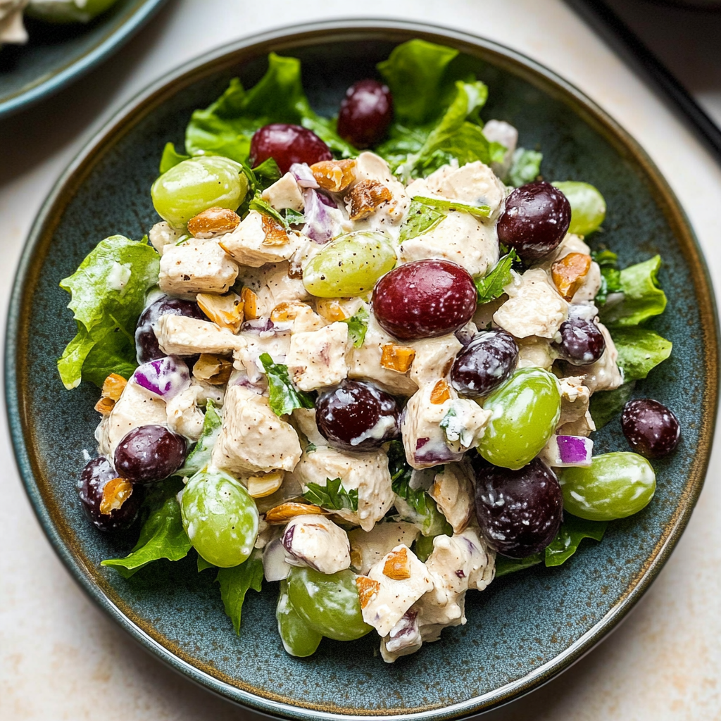 Recipe preparation for chicken salad with grapes