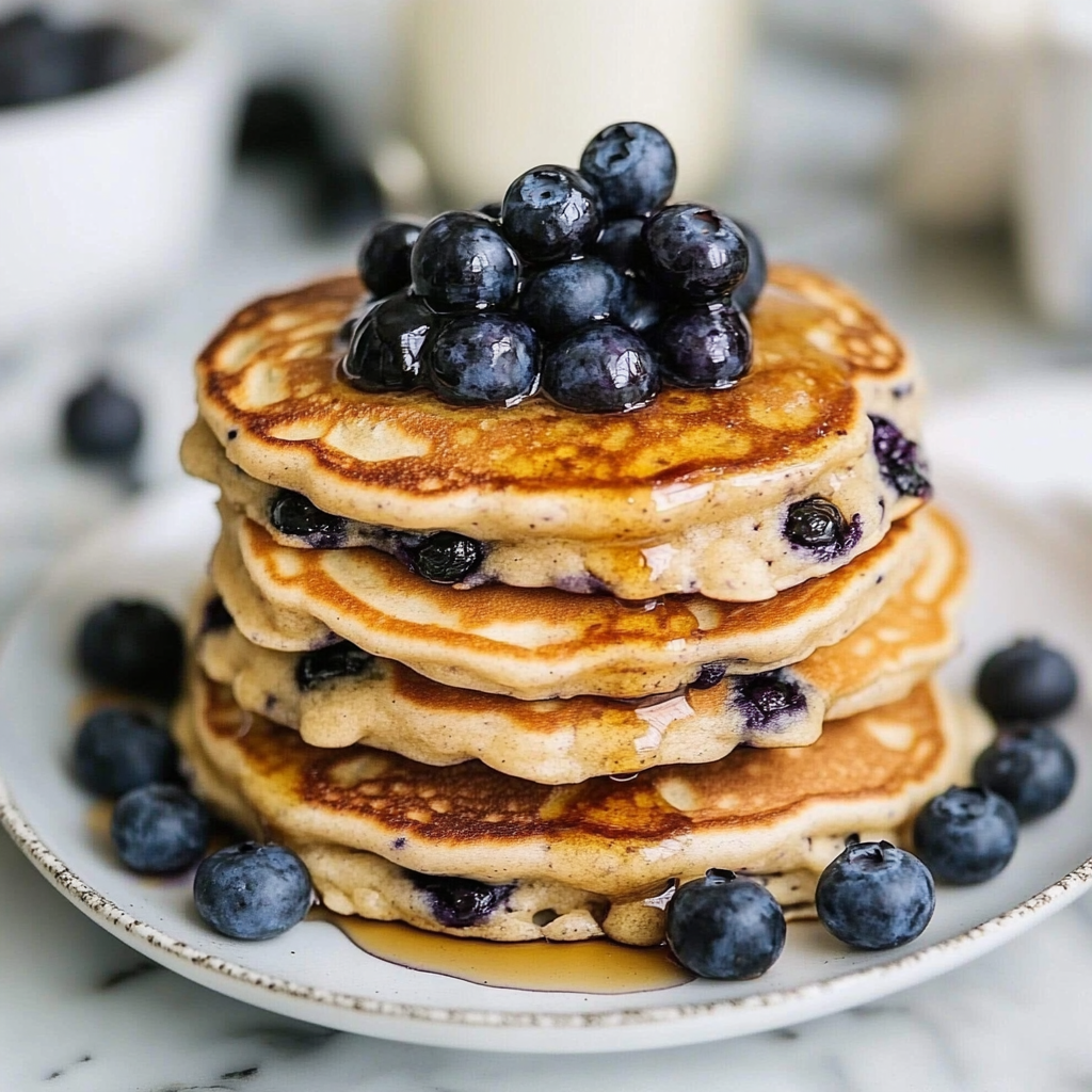 Recipe preparation for Fluffy Blueberry Pancakes