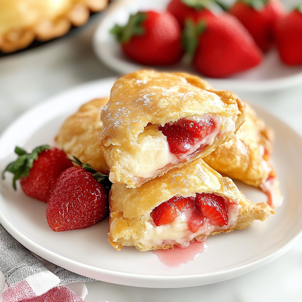 Recipe preparation for Deep Fried Strawberry Cheesecake Pies