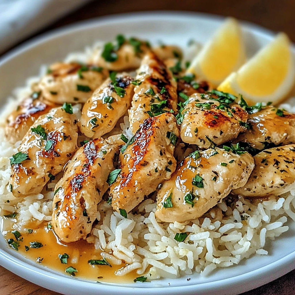 Recipe preparation for Chicken Scampi Garlic Parmesan Rice