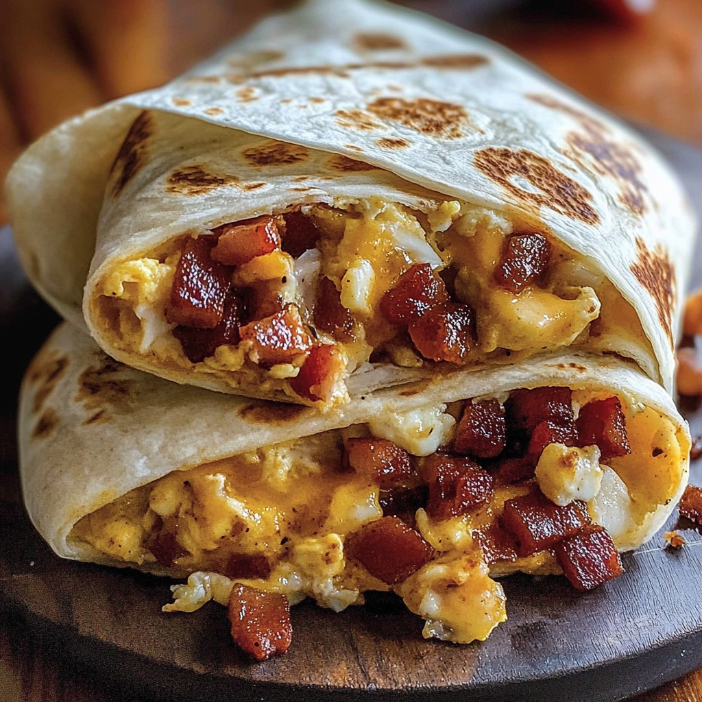 Recipe preparation for Bacon Egg Cheese Breakfast Burrito