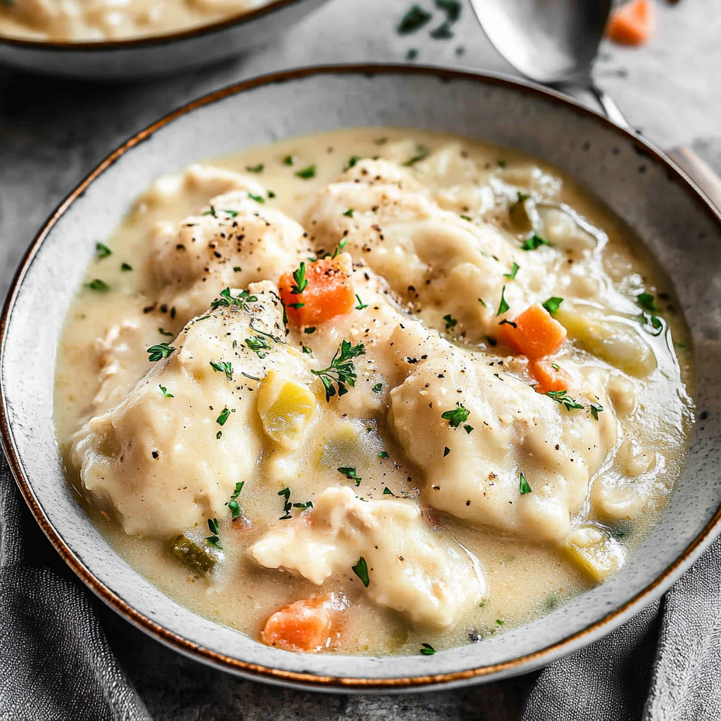 Recipe preparation for chicken and dumplings