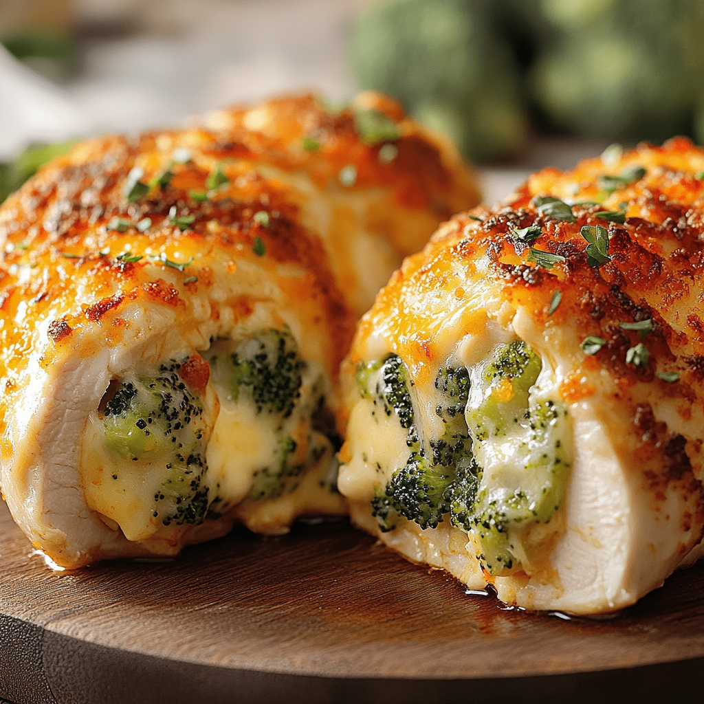 Recipe preparation for Broccoli and Cheese Stuffed Chicken