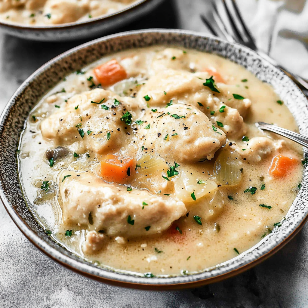Recipe preparation for chicken and dumplings