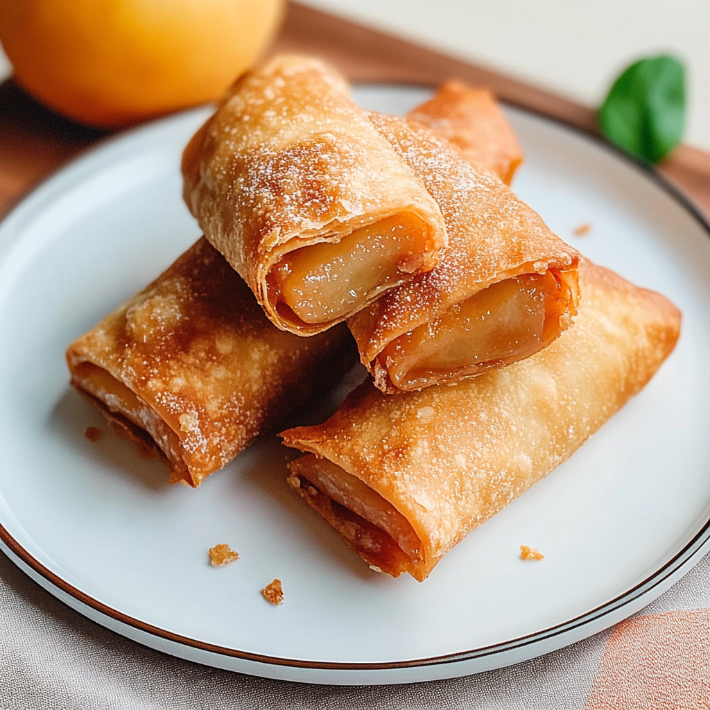Recipe preparation for Crispy Apple Pie Egg Rolls
