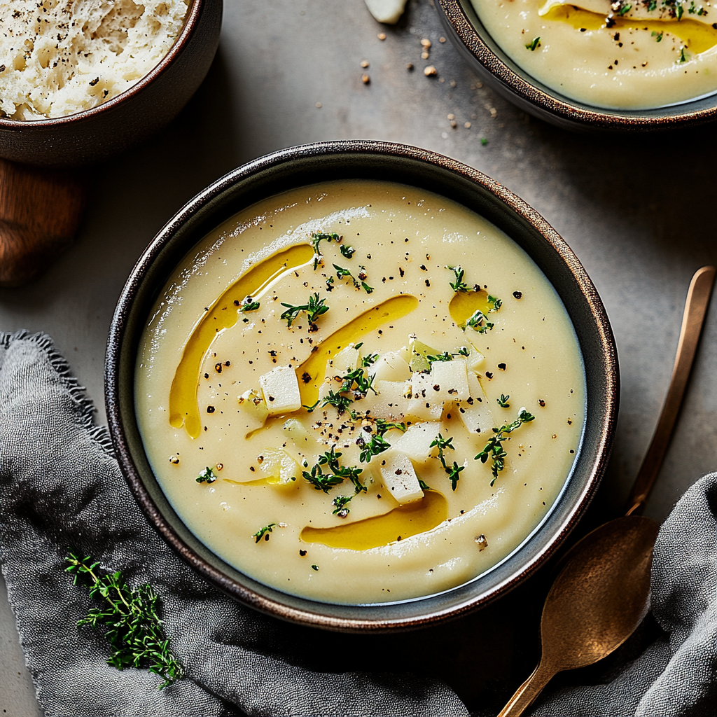Recipe preparation for Cozy Creamy Potato and Leek Soup Recipe