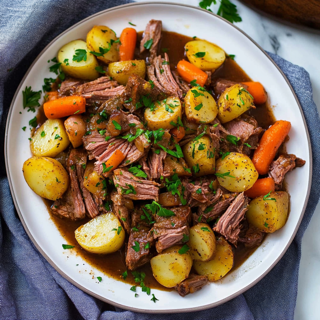 Recipe preparation for Tender Slow Cooker Pot Roast with Vegetables