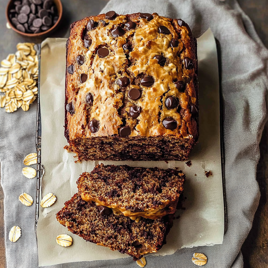 Recipe preparation for Chocolate Chip Oatmeal Banana Bread