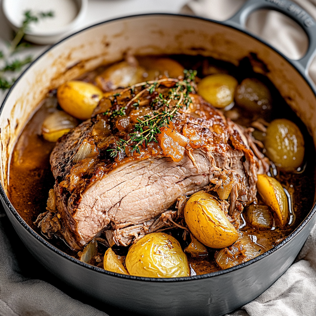Recipe preparation for Succulent Apple Cider Pork Roast