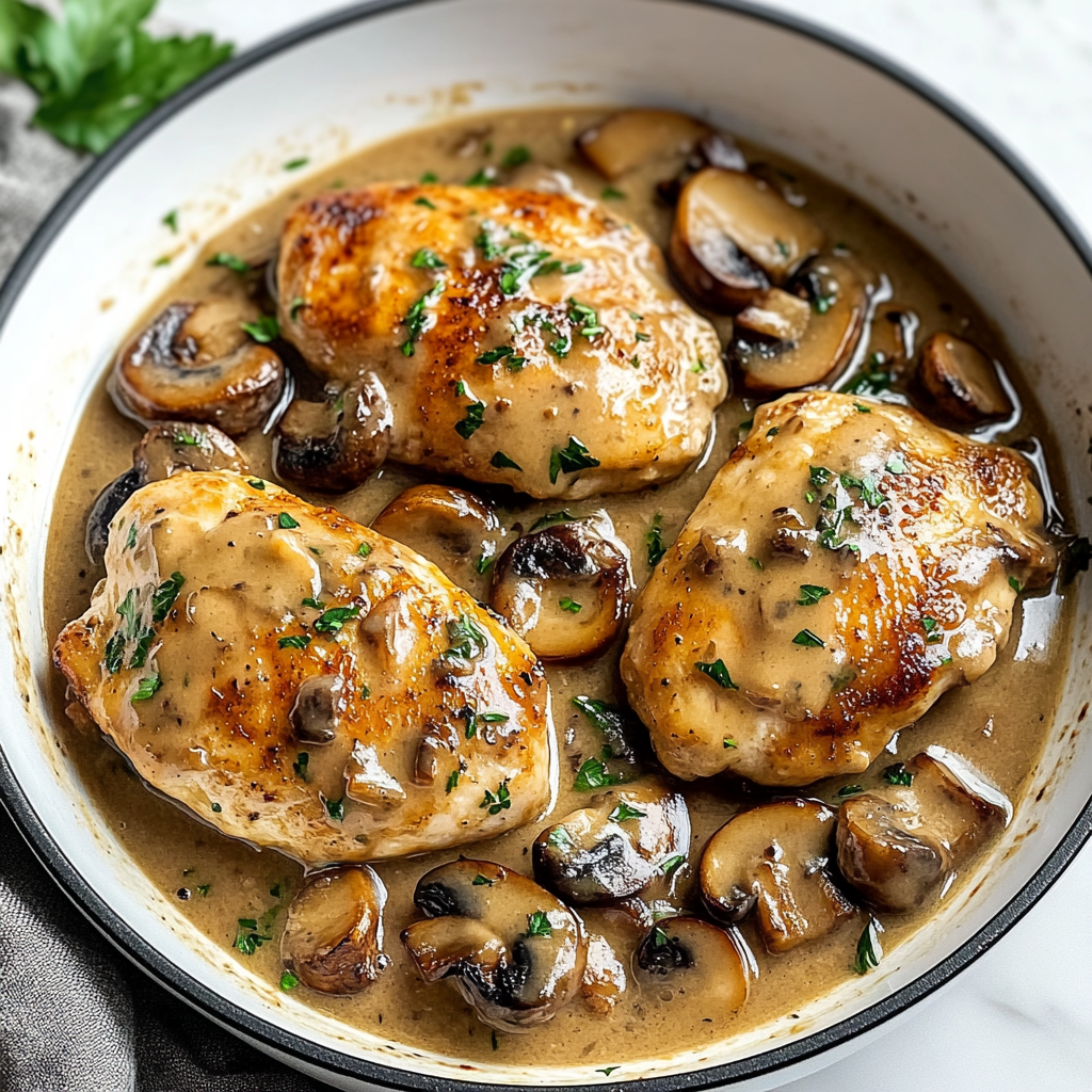 Recipe preparation for Smothered Mushroom Chicken