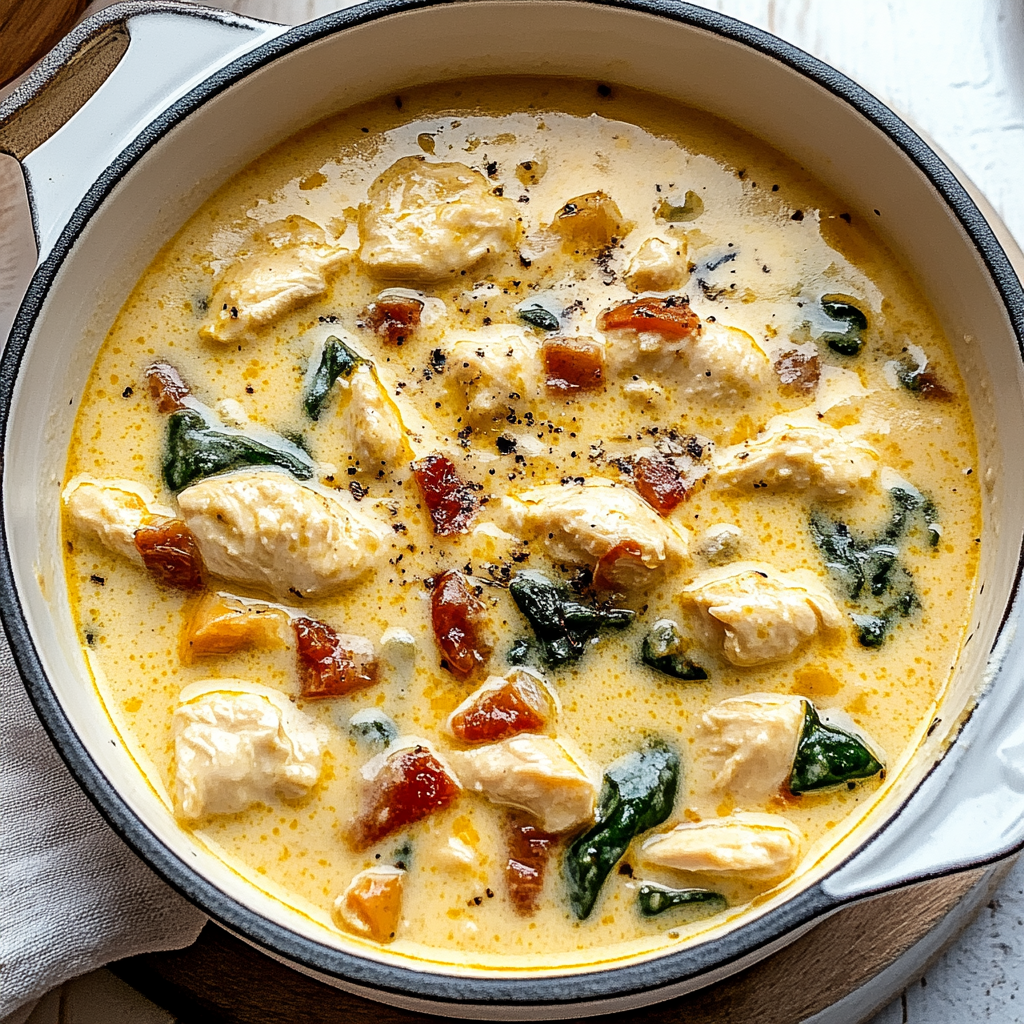 Recipe preparation for Creamy Marry Me Chicken Soup