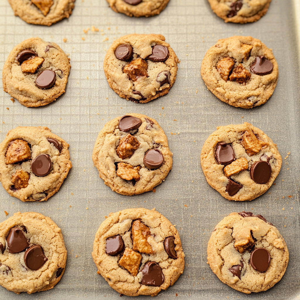 Recipe preparation for Peanut Butter Chocolate Chip Biscoff Cookies