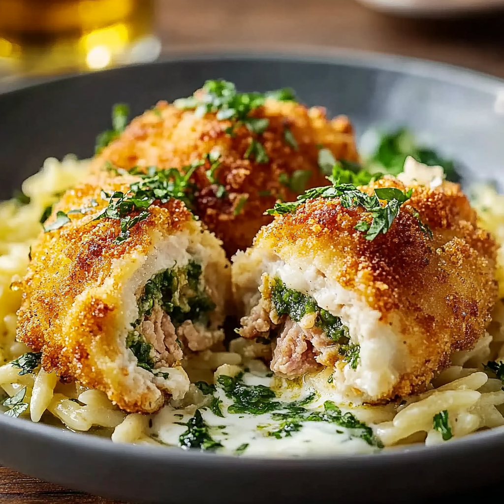 Recipe preparation for Garlic Parmesan Sausage Orzo