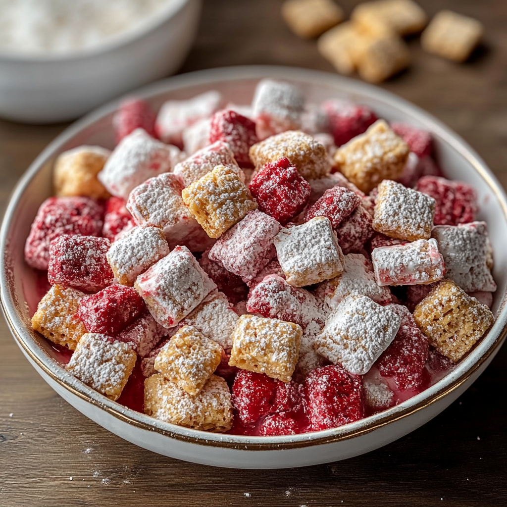 Recipe preparation for Cherry Cheesecake Puppy Chow