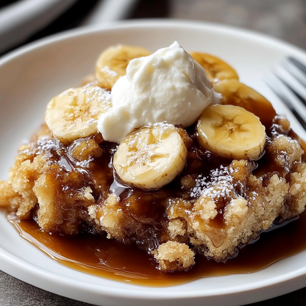 Recipe preparation for Bananas Foster Cobbler