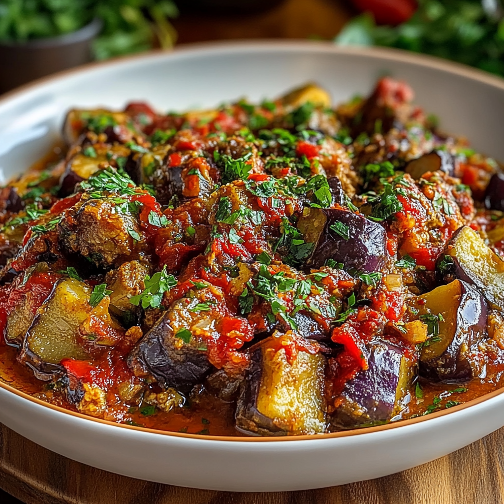 Recipe preparation for Turkish Eggplant and Lamb Casserole