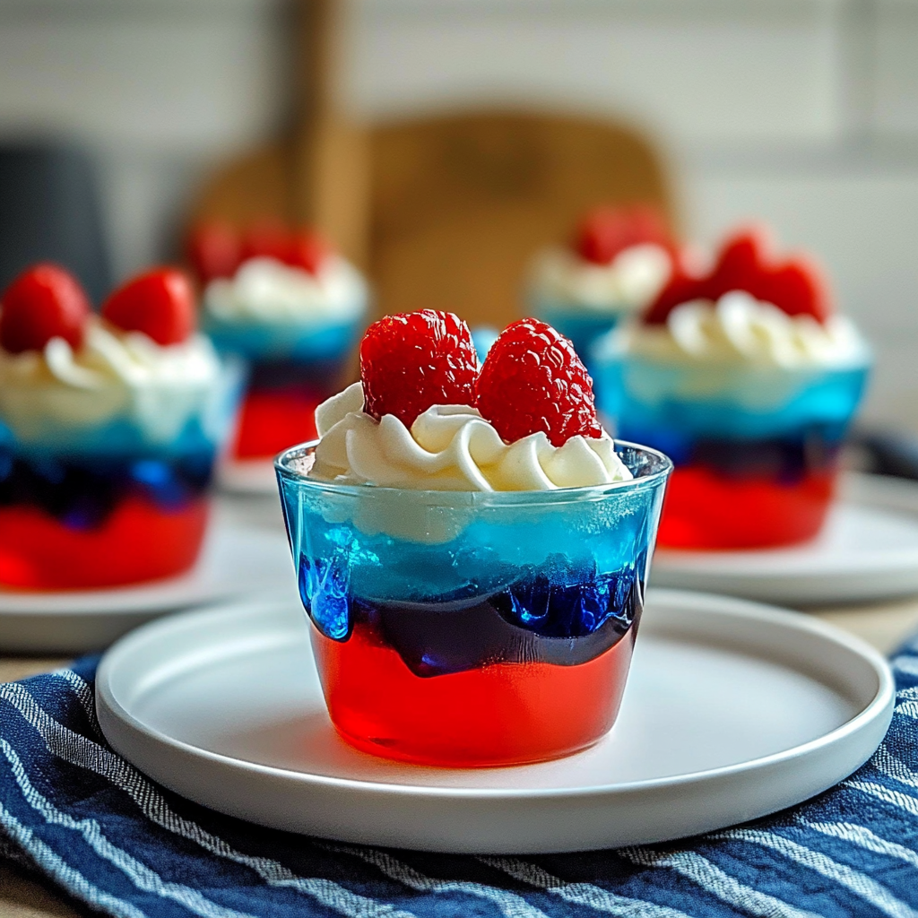 Recipe preparation for Red, White, and Blue Jello Cups