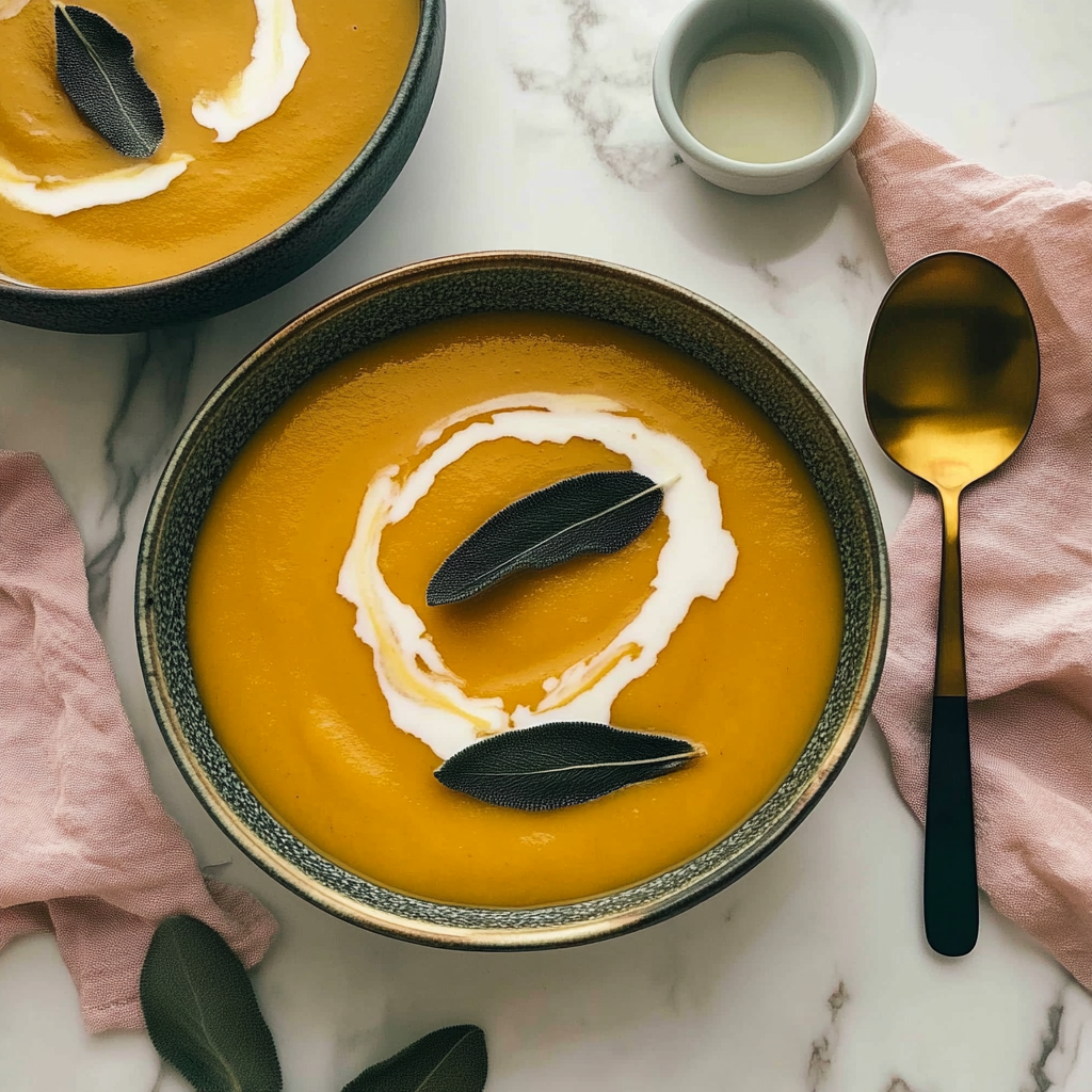 Recipe preparation for Creamy Honey Roasted Acorn Squash Soup