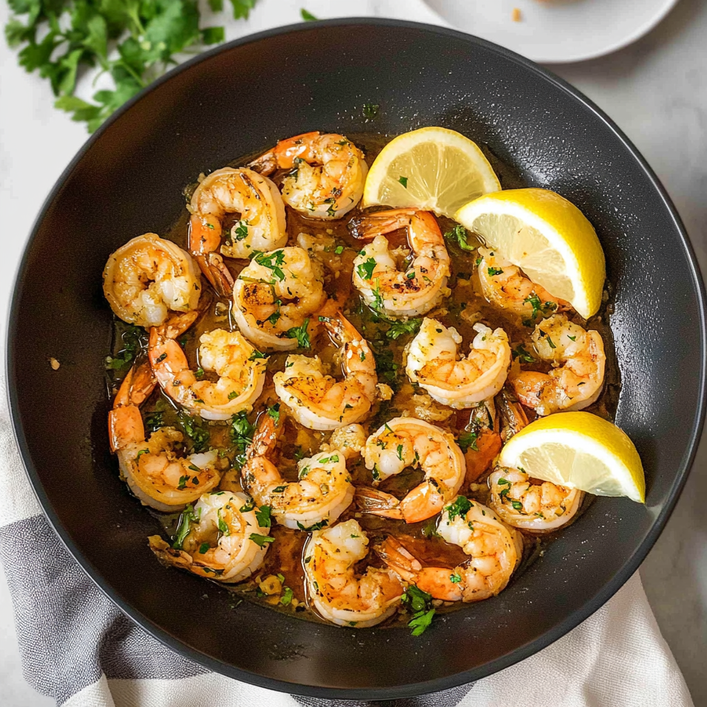 Recipe preparation for Lemon Garlic Shrimp